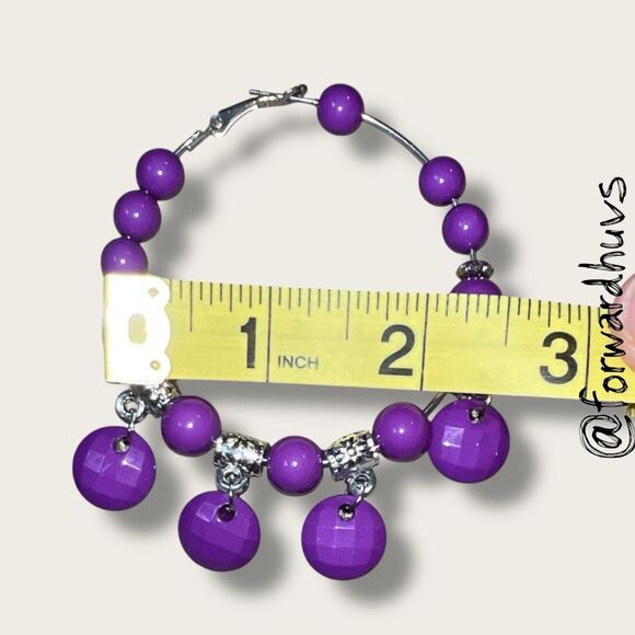 Bundle Sale 3 for $15 | Princess Accessories Purple Hoop Earrings - Picture 6 of 7
